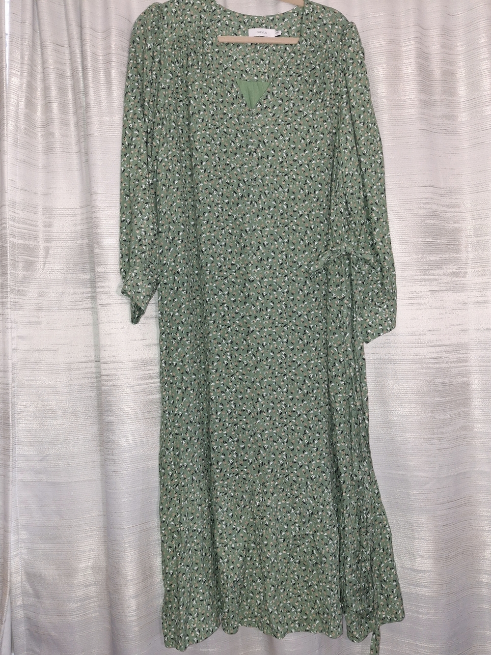 Greylin Sage Green Floral Maxi Dress